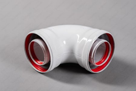 Отвод коаксиальный 90° Ø80/125 мм, Материал - Ø80 АЛ Ø125 АЛ (мама-мама)